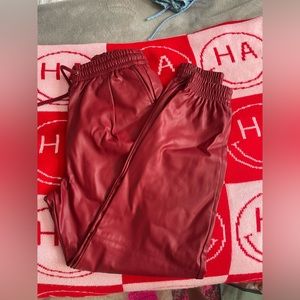 Zara Red Leather Joggers